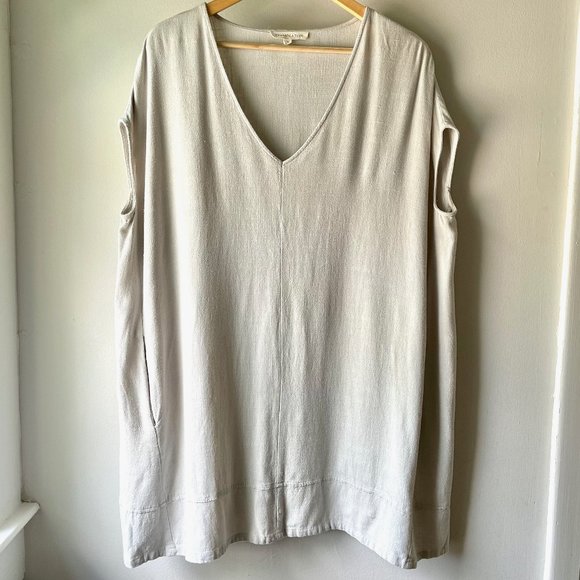 Grade + Gather Linen Mini Shift Dress in Fog Grey - NWOT - Picture 3 of 7